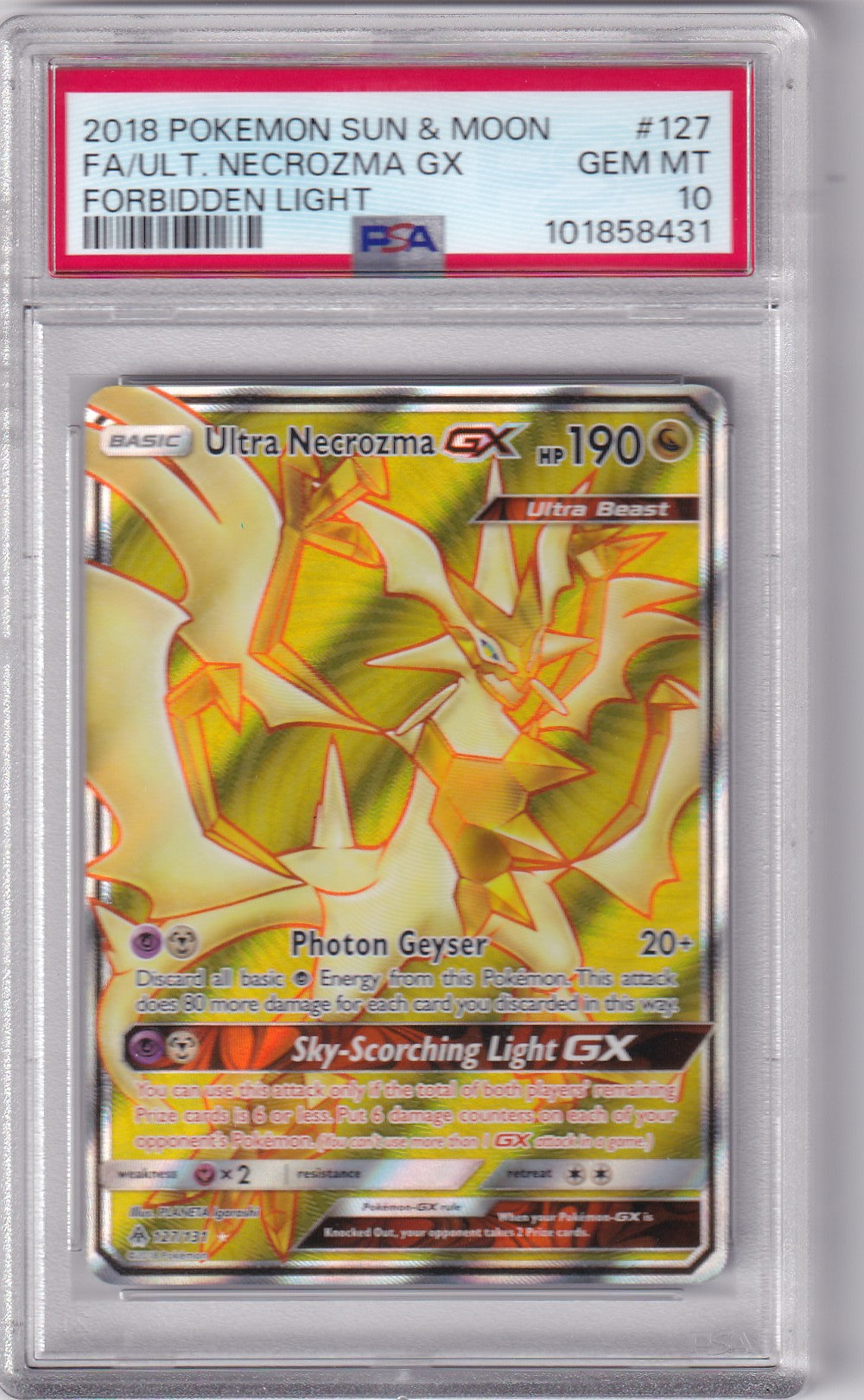 PSA 10 Ultra-Necrozma GX – Forbidden Light #127/131 – Full Art | Englisch