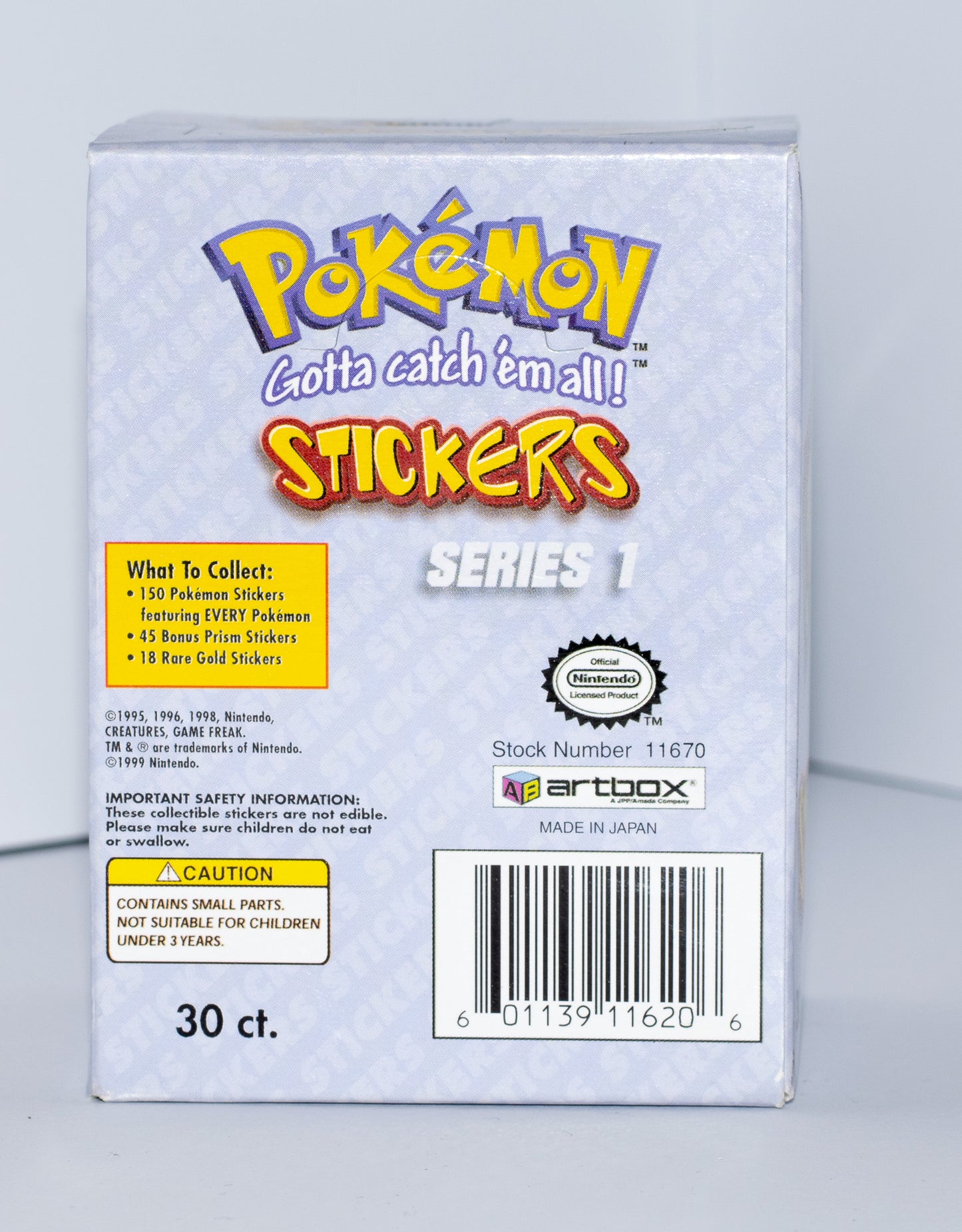 Pokémon Artbox Sticker Series 1 – Vintage Display mit 30 Tüten (1999)