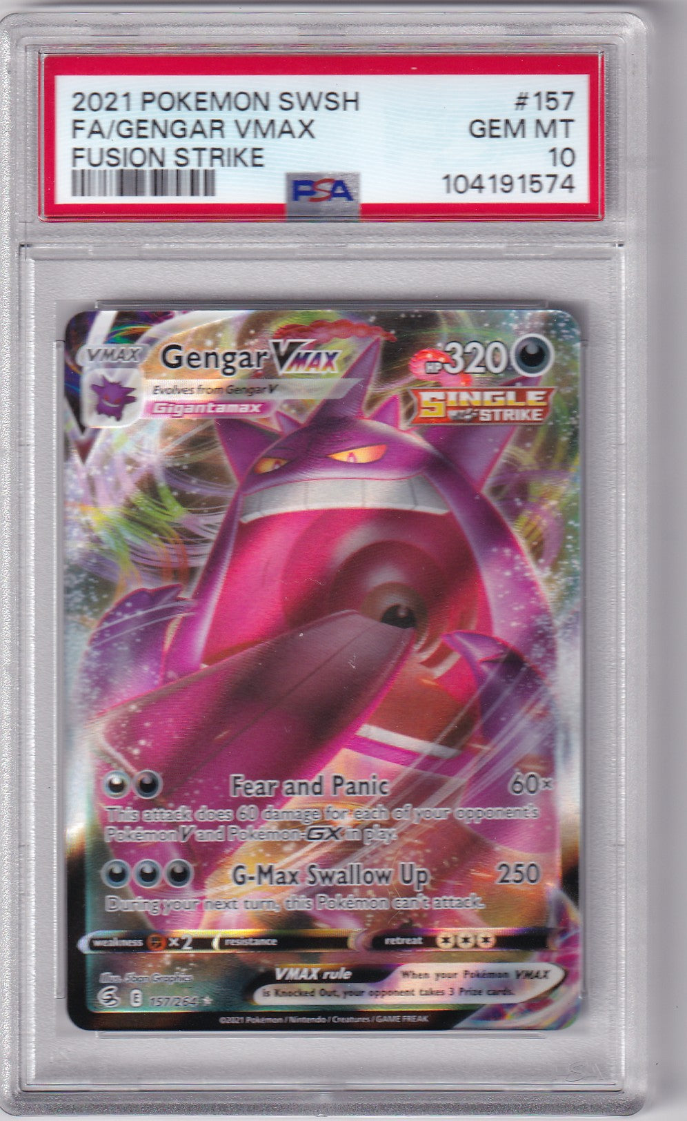 PSA 10 Gengar VMAX – Fusion Strike #157/264 – Full Art | Englisch