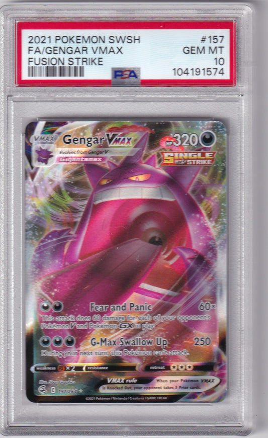 PSA 10 Gengar VMAX – Fusion Strike #157/264 – Full Art | Englisch