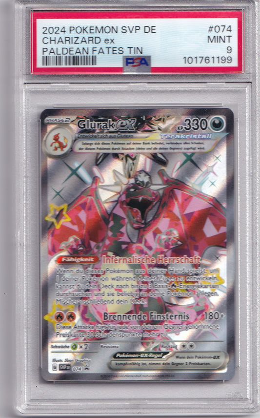 PSA 9 Glurak ex – Paldean Fates SVP #074 – Terakristall Promo | Deutsch