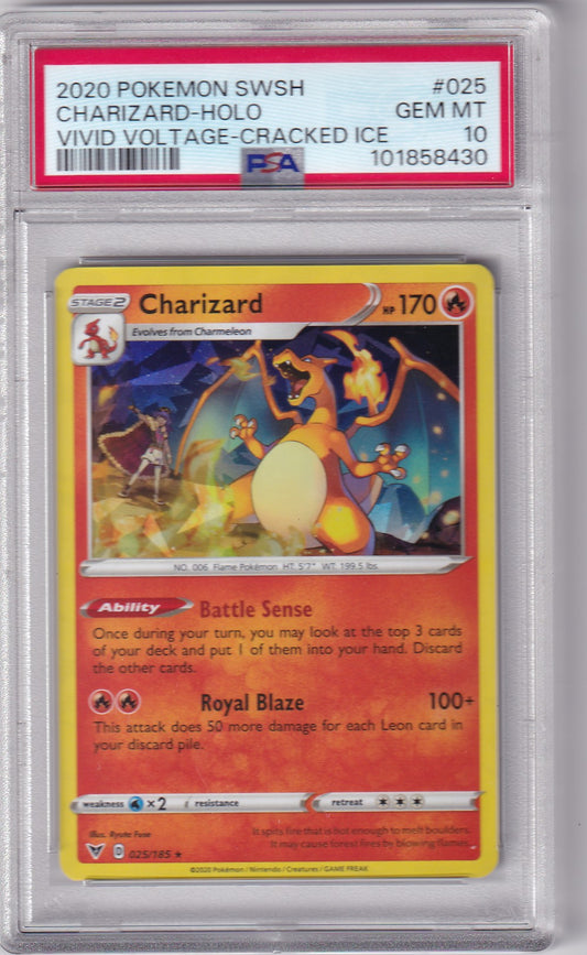 PSA 10 Glurak – Vivid Voltage #025/185 – Cracked Ice Holo | Englisch